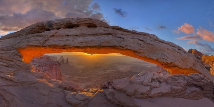Sunset At Utahs Mesa Arch Rock Formation