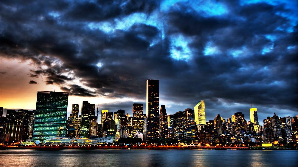 Photograph of New York City Skyline at Dusk