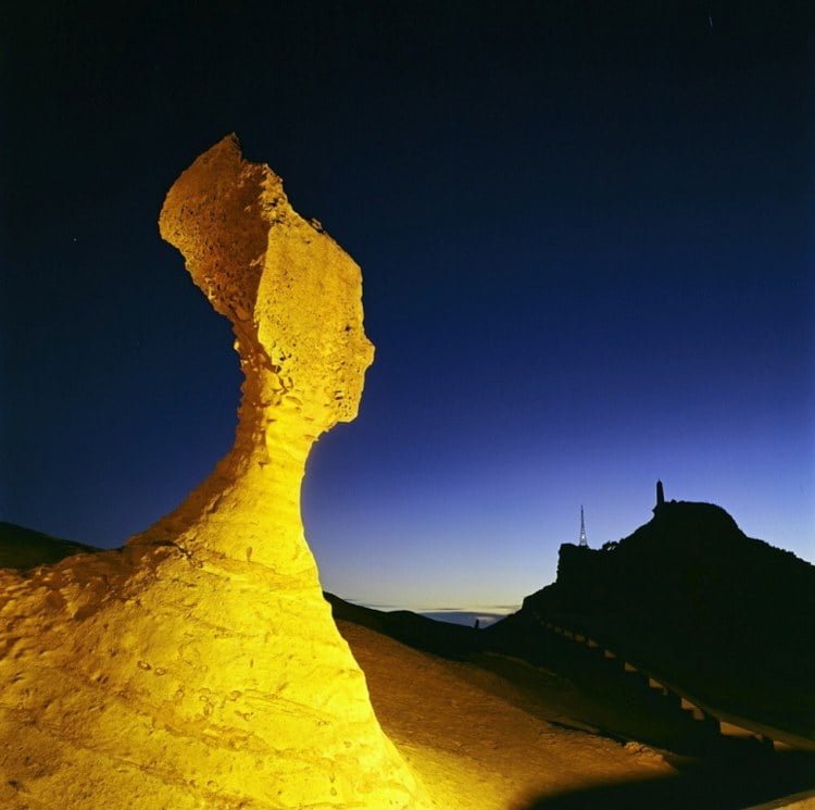 Queens Head Rock Formation At Night