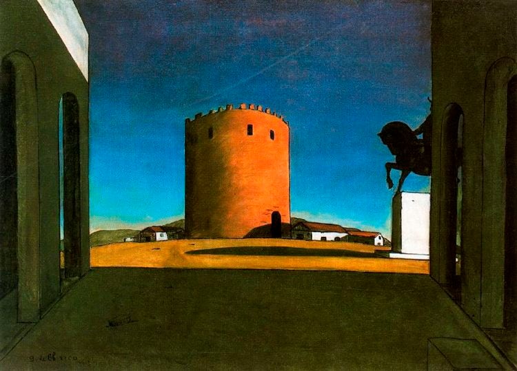 Surrealist Chiricos The Red Tower Painting