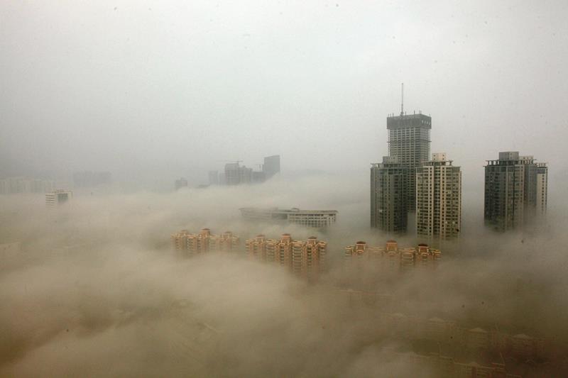 Buildings Covered In Smog