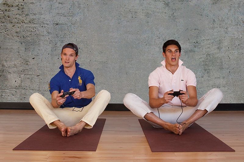 College Bros Doing Yoga