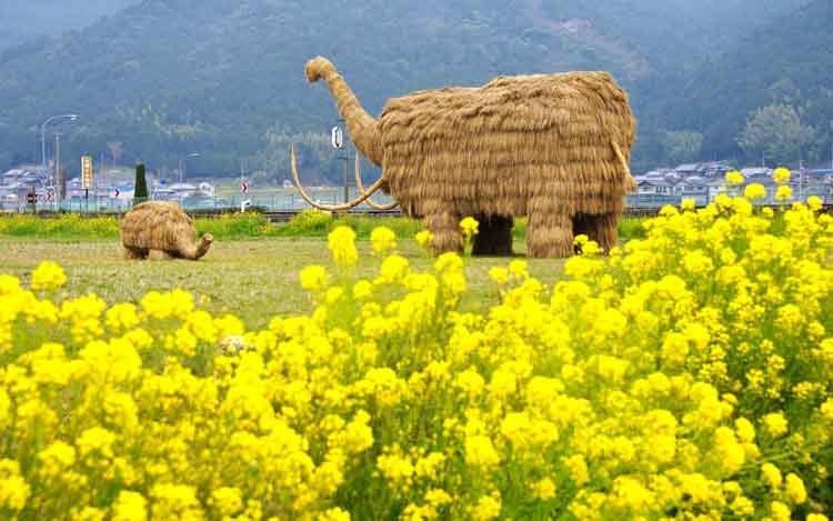 Японо-соломенного скульптуры мамонтов-